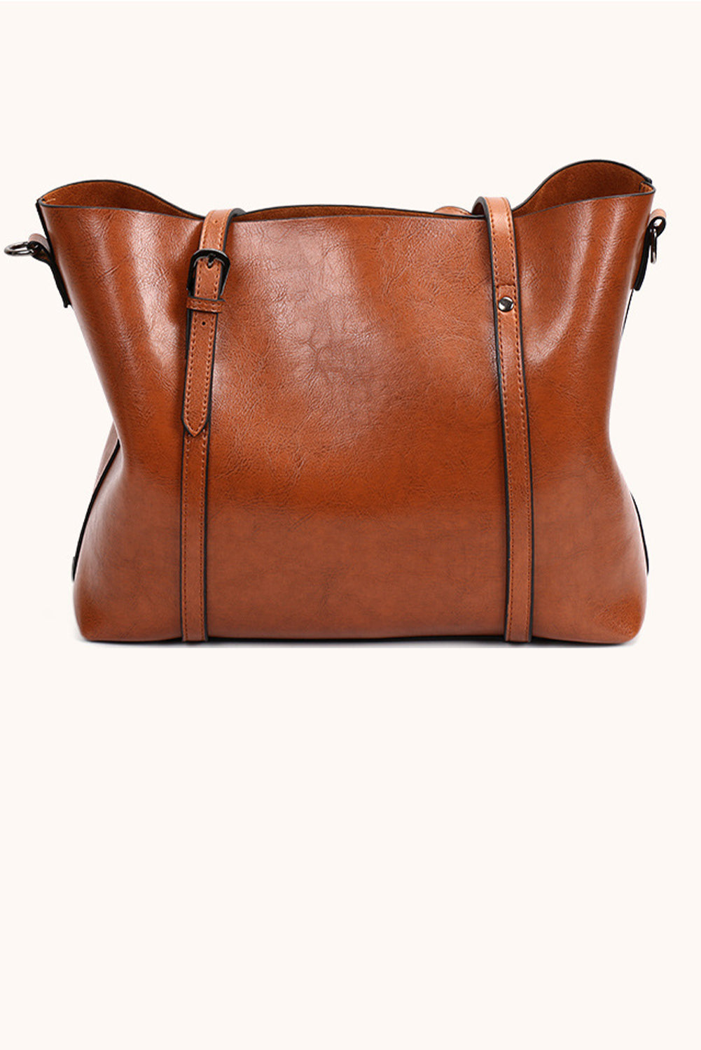 Brown Dual Handle Shoulder Faux Leather Messenger Bag