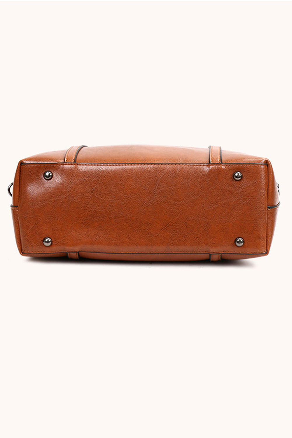 Brown Dual Handle Shoulder Faux Leather Messenger Bag