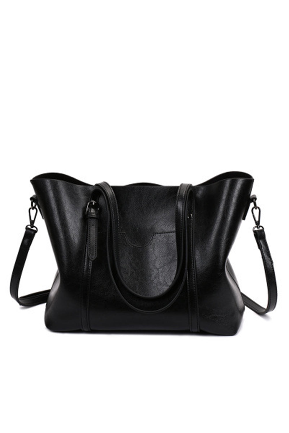 Brown Dual Handle Shoulder Faux Leather Messenger Bag