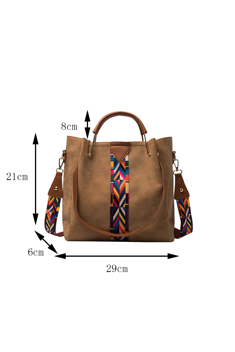 Brown Chic Contrasting Strip PU Tote Bag