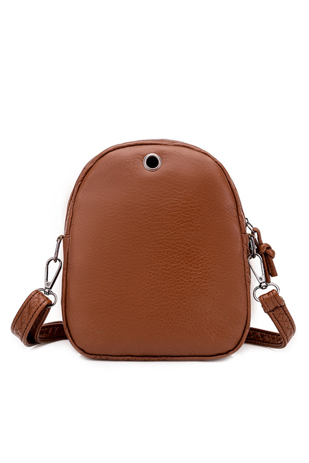 Brown Multi-layer Portable PU Leather Shoulder Messenger Bag