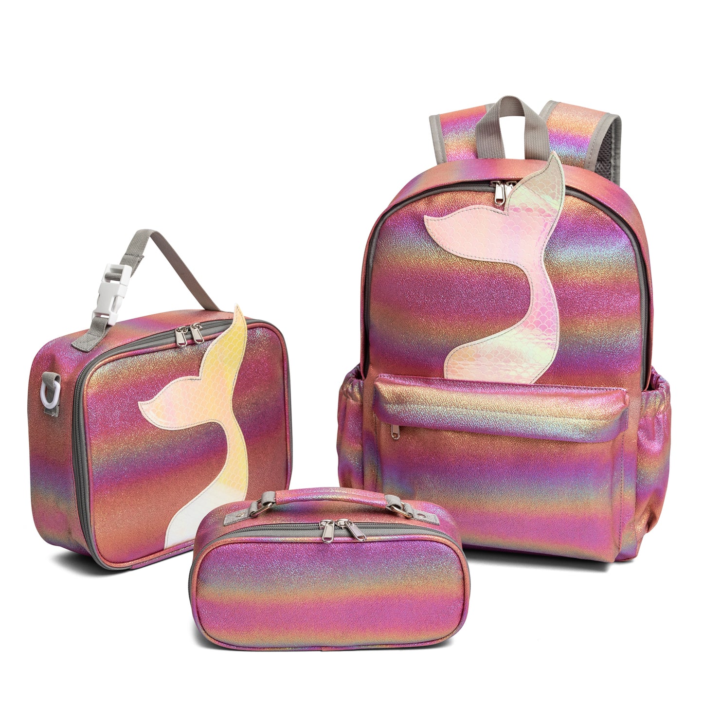 3Pcs Kids School Backpack Mermaid Kids Backpack