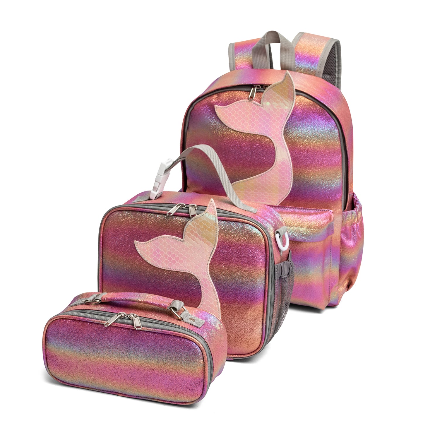3Pcs Kids School Backpack Mermaid Kids Backpack